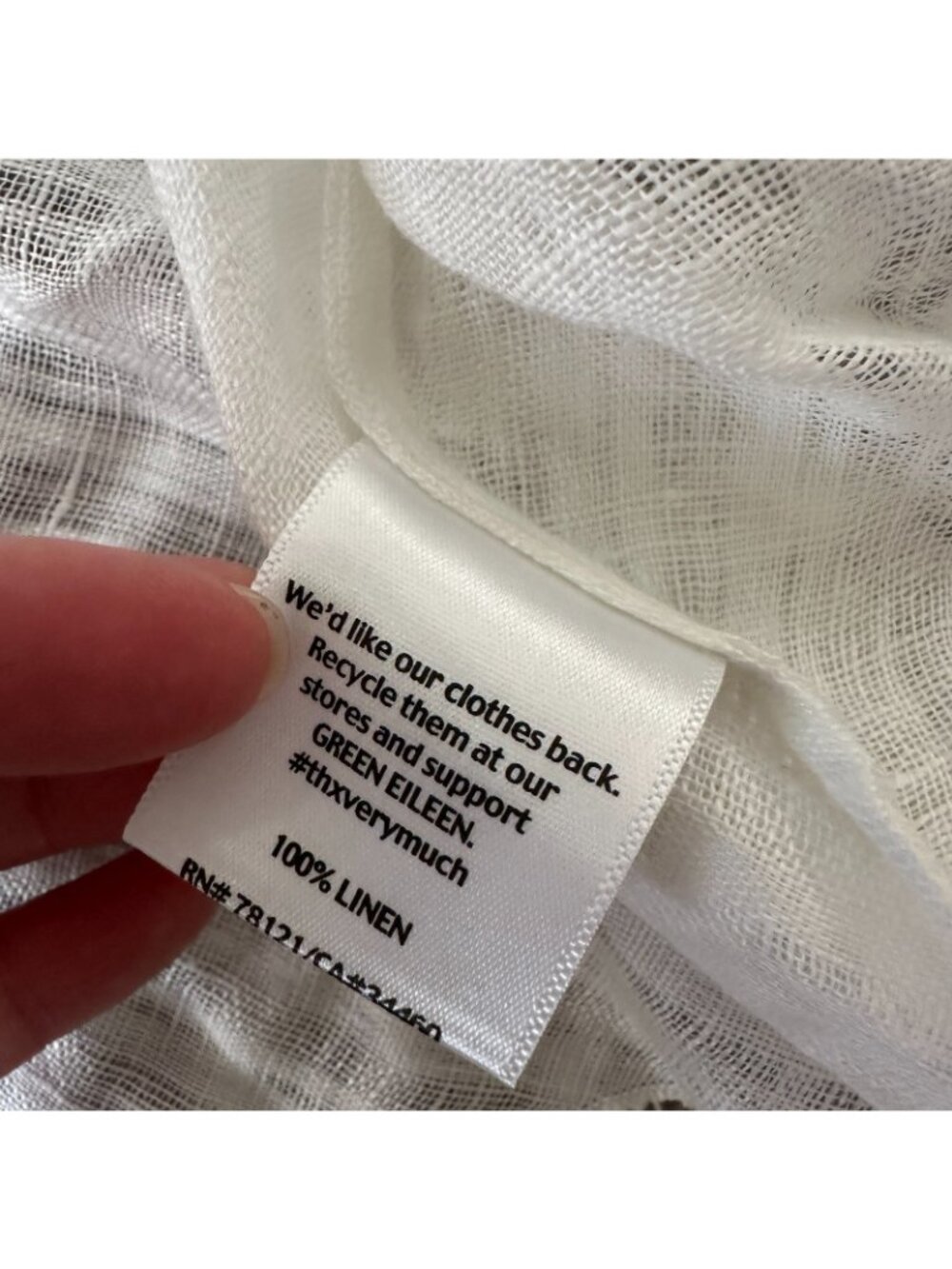 Eileen Fisher White Lightweight 100% Linen Open Weave Tank Top Tunic MEDIUM - Picture 5 of 5
